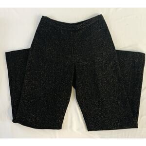 Anne Klein Black Gold Sparkle Straight Leg Wool Blend Trousers Sz 6 Sample Tag